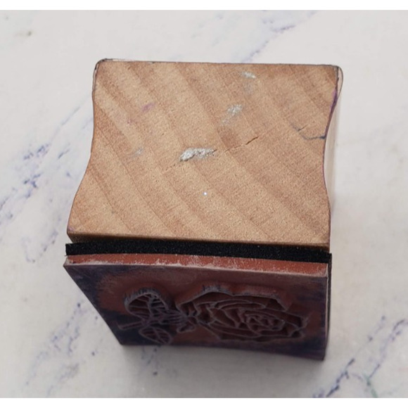 Romantic Single Rose Stem Wood Mounted Rubber Stamp - Picture 3 of 7